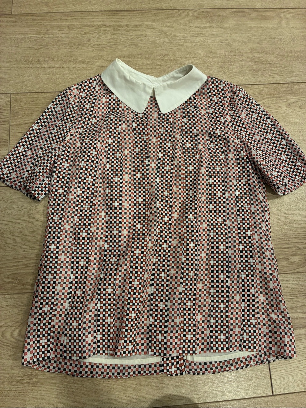 Tory Burch Women’s Cotton Silk Back Button Printed Collared Top Size 0